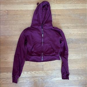 Brandy Melville cropped maroon Crystal hoodie